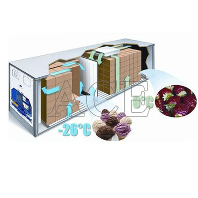 40ft koel iso-container met maximale lading 27580KG 28.4CBM Capaciteit Dubbele temperatuur Reefer vriezer en koeler