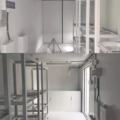 Maximaal bruto gewicht van 4600 kg Prefabricated Steel Cabinet Shelf en Hanger Rack 20ft Modified Shipping Container Workshop