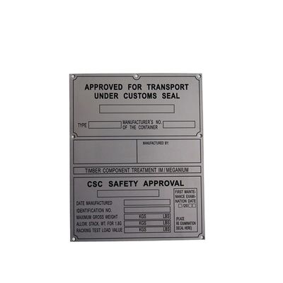 Stainless Steel CSC Plate voor 20' containeronderdelen en corrosiepreventie in ISO-container
