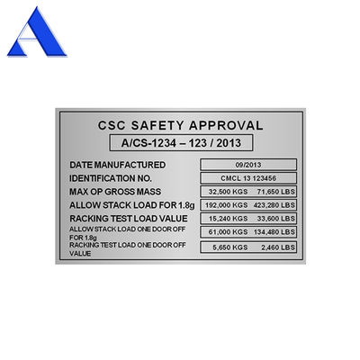 Stainless Steel CSC Plate voor 20' containeronderdelen en corrosiepreventie in ISO-container