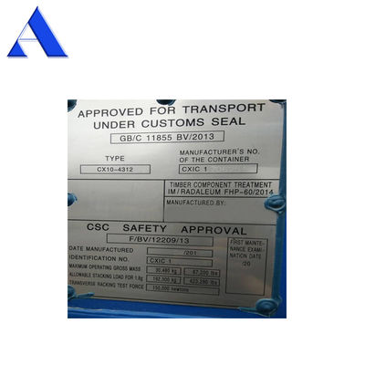 Stainless Steel CSC Plate voor 20' containeronderdelen en corrosiepreventie in ISO-container