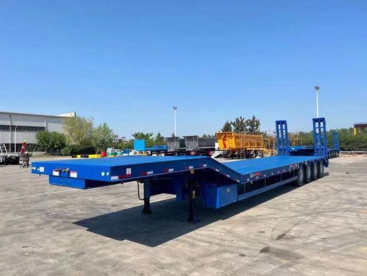 12489 x 2480 x 1530mm 2/3 Assen Carbon Steel Uitbreidbare Lowbed Lowboy Flatbed Semi Truck Trailer voor Max Payload 20-100 Ton