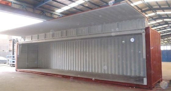 40 voet vleugel vliegende open zijde deur scheepvaartcontainer met elektrische hydraulische cilinder CSC plaat en 76,4 CBM capaciteit