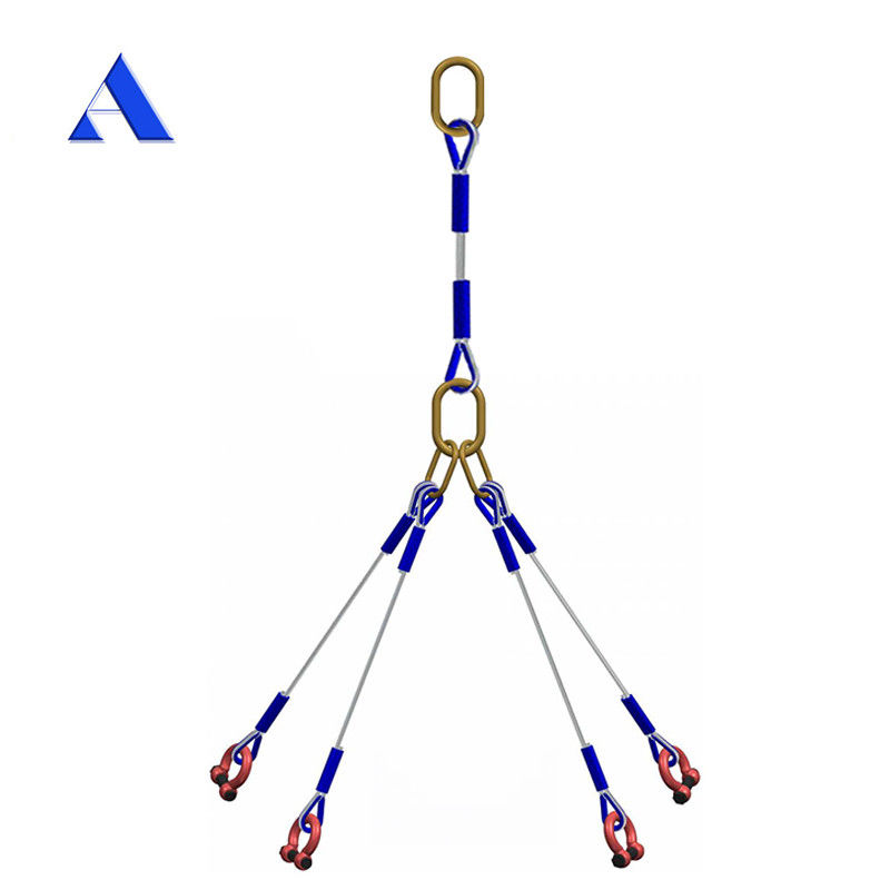 DNV 2.7-1 Standaard stalen draad touw Sling 5 benen Lifting oog type omgekeerde oog voor Offshore container verkoop