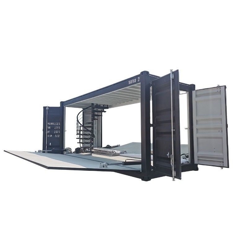 Professionele aangepaste zijdelingse opening 20ft Shipping Container Koffiewinkel Fast Food winkel met ladder en Top Security Rail