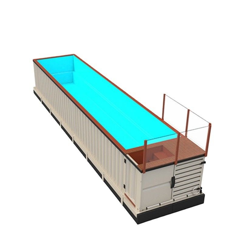 40ft container zwembad buiten met duurzame Corten-A structuur en multiplex vloer