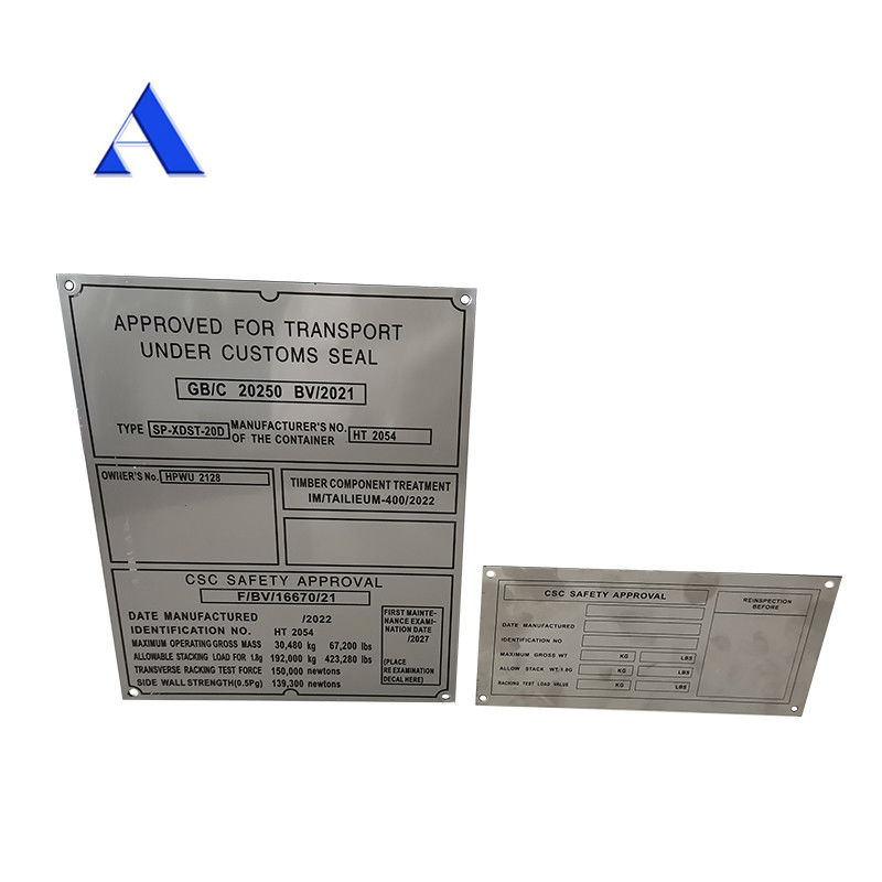 Stainless Steel CSC Plate voor 20' containeronderdelen en corrosiepreventie in ISO-container