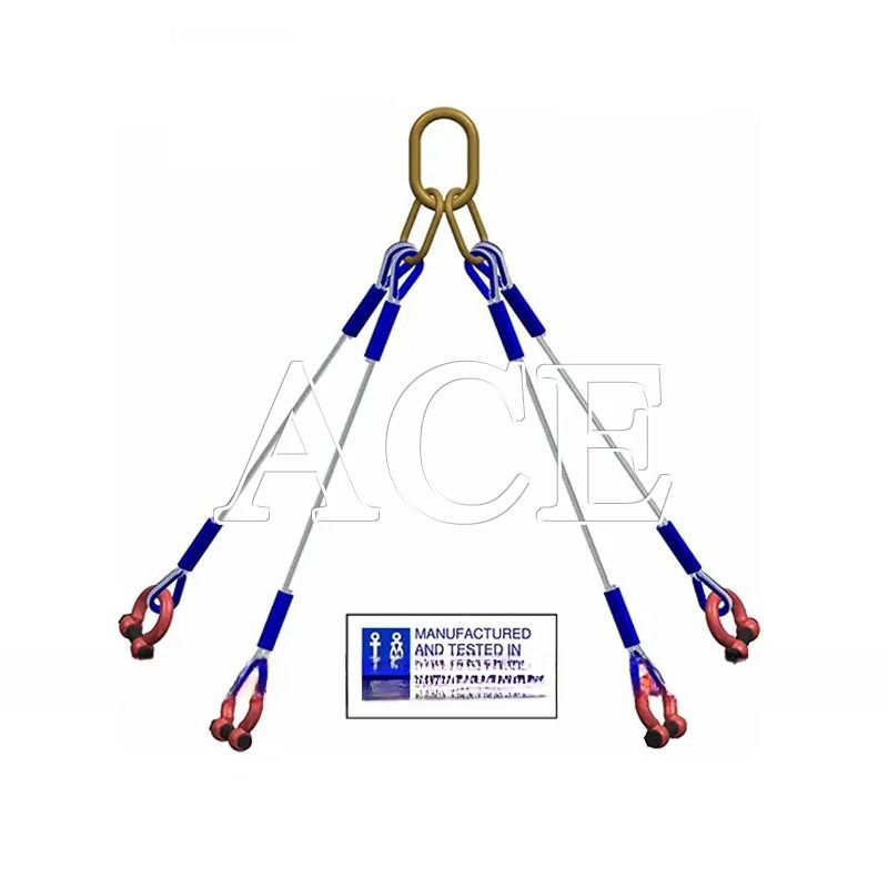 10 ton hefvermogen gegalvaniseerde sling kabel 4 poten offshore container stalen beklede draad touw sling DNV 2.7-1 standaard