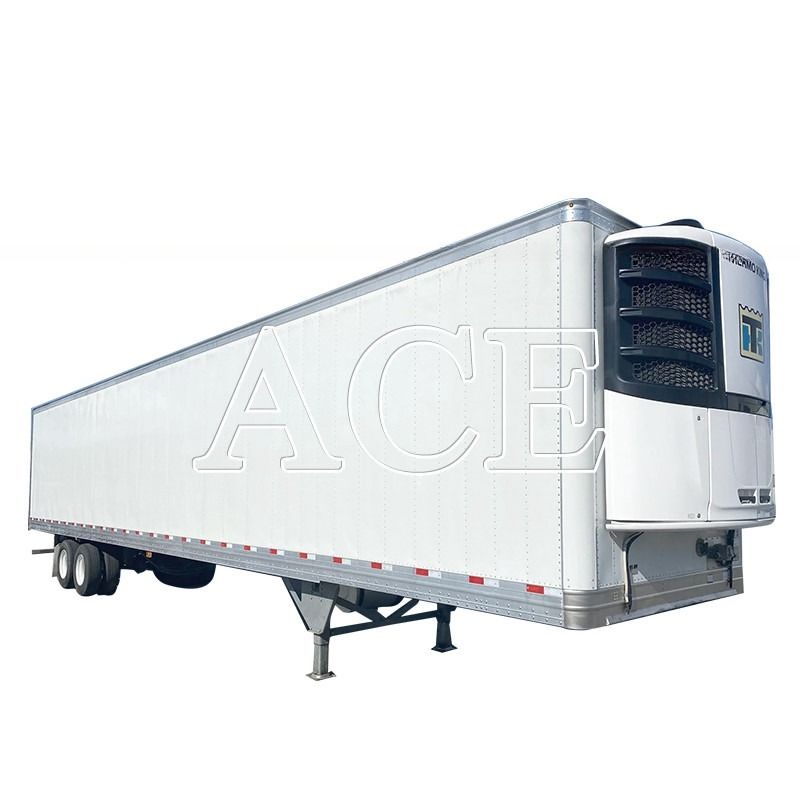 Semi-trailer Truck 2 Assen 8 Wielen 40ft 48ft 53ft Platbed 12R22.5 band geïsoleerd Van Reefer Staal ijzer materiaal TS16949 Certificaat